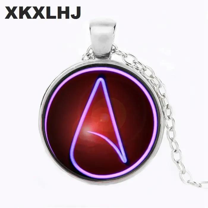 XKXLHJ vente chaude athée symbole pendentif collier dôme en verre bijoux Art Photo pull chaîne