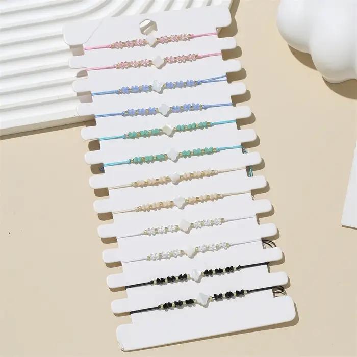 Ensemble de bracelets en corde tressée perlée pour femmes
