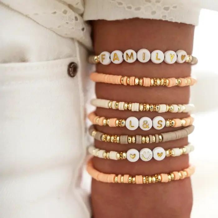 Heishi-Bracelets à disque en argile polymère pour femmes