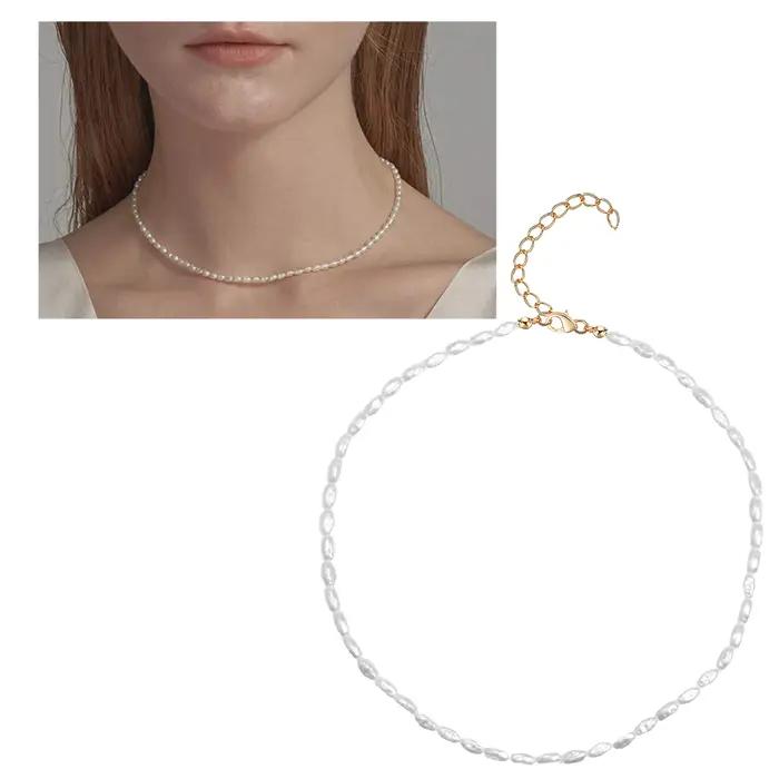 Collier de Perles Artificielles Vintage pour Femme, Ras du Cou Délicat, Fait à la Main, Court, Minus