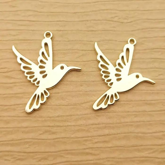 Breloques colibri pour la fabrication de bijoux, 10 pièces, boucles d'oreilles, pendentif, Bracelet, collier, accessoires, fournitures artisanales de bricolage, alliage métallique