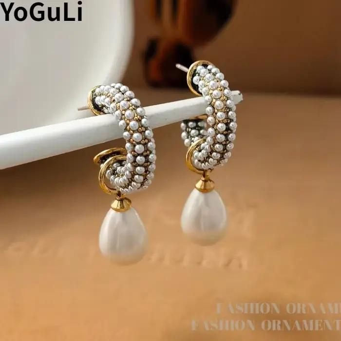 Boucles d'oreilles en forme de larme élégantes imitation perle pour femmes accessoires de mode bijoux tendance occasions spéciales