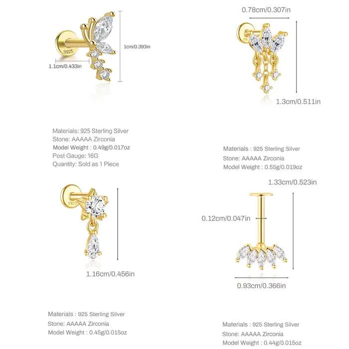 BoCabo-Boucles d'oreilles en argent regardé S925 avec empereur pour femme, bijoux piercing oeil de cheval, tête plate, accessoires de luxe, cadeaux