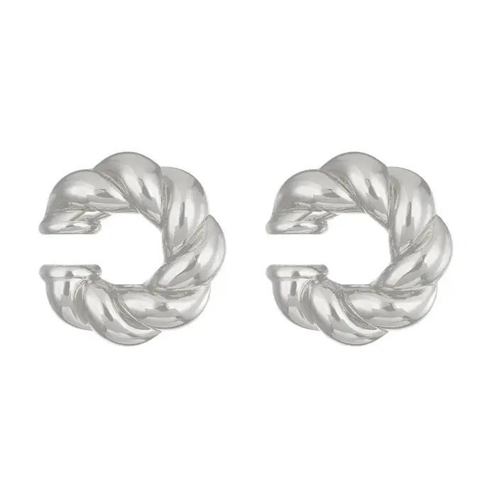 Boucles d'oreilles clip élégantes en or rose plaquées argent pour femmes, style moderne et confortable pour toutes les occasions