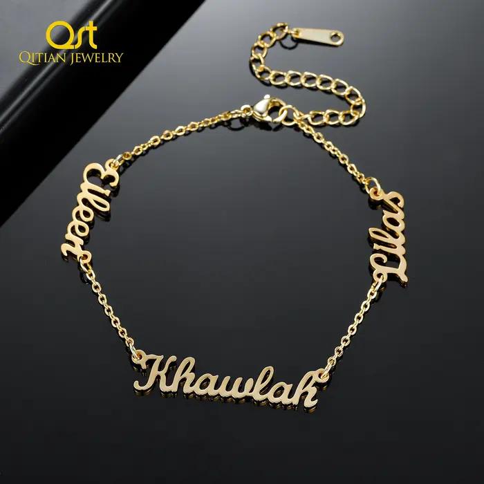 Bracelet personnalisé avec trois noms pour femme, bracelets avec lettres personnalisées, bijoux JOJe