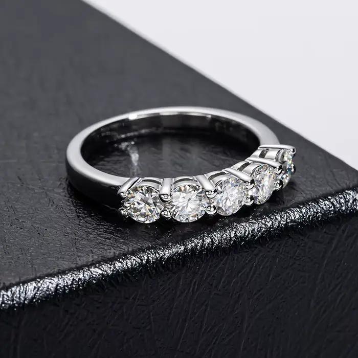 4mm D couleur VVS Moissanite bague pour femmes Total 1.5CT S925 bijoux en argent Sterling passer diamant testeur bandes