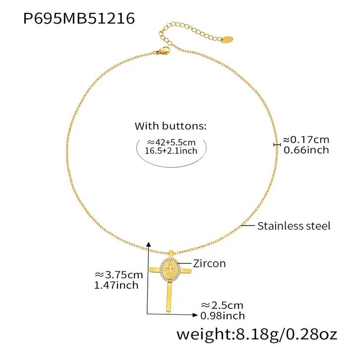 Liora Vintage Religion croix pendentif collier pour femmes hommes couleur or chaîne en acier inoxydable cubique zircone tour de cou bijoux de fête