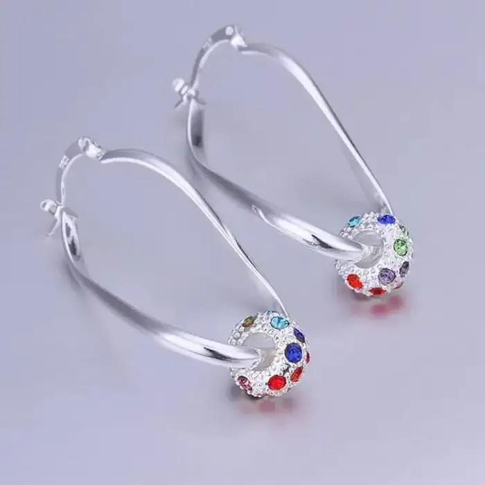 Boucle d'oreille en argent 925, cristal élégant, fiançailles, coloré, noble, beau, bijoux à la mode,