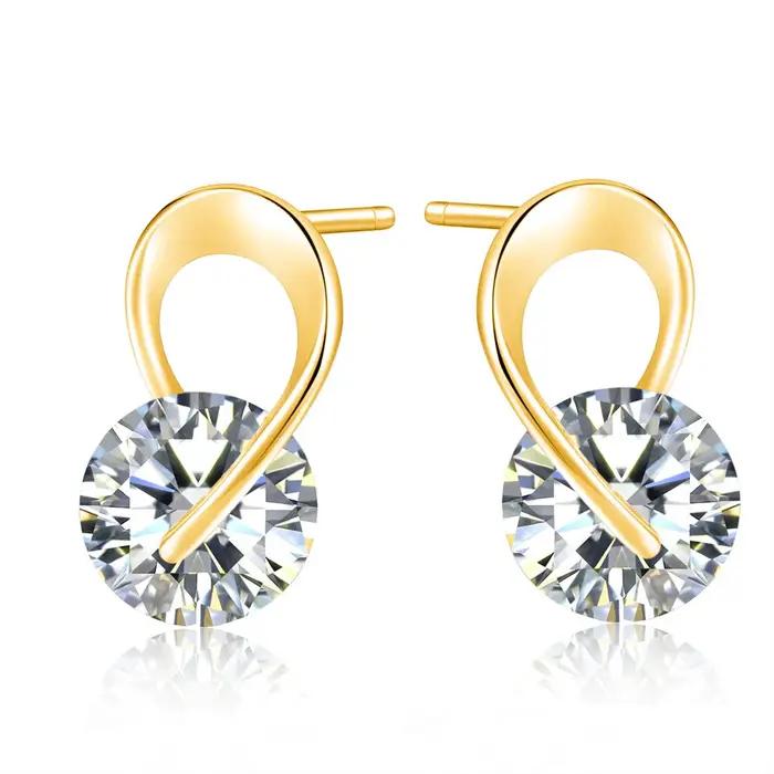 Boucles d'oreilles à clous rotatifs pour femmes, 9 formes de Zircon, couleur argent, Rose, or, fête,