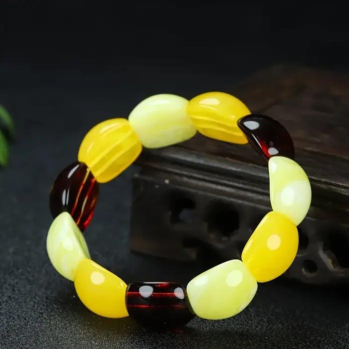 Bracelet de perles d'ambre pour hommes et femmes, accessoires de mode