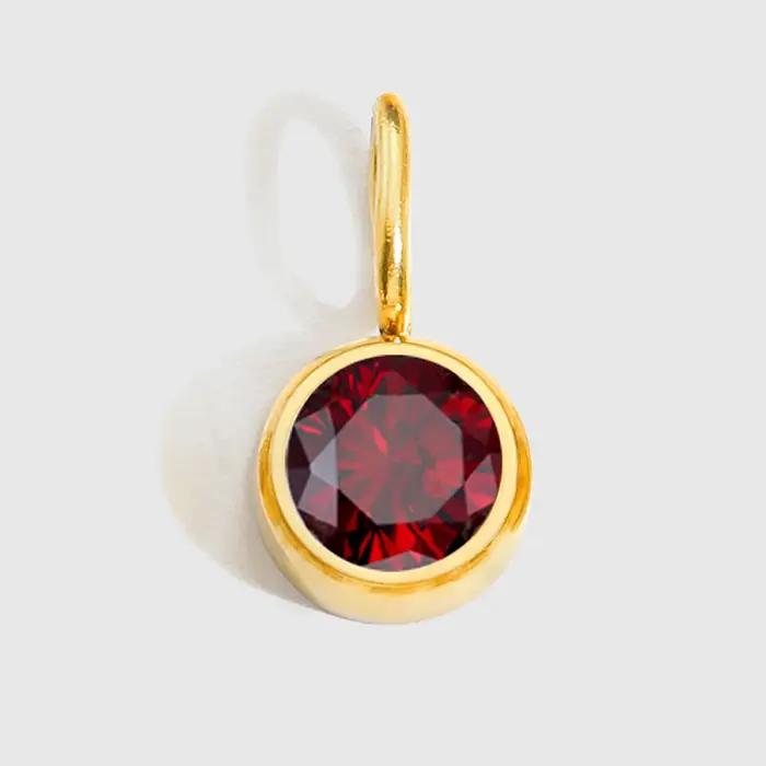 EManco-Pendentif rond en pierre de naissance colorée pour femme, bijoux en acier inoxydable, accesso