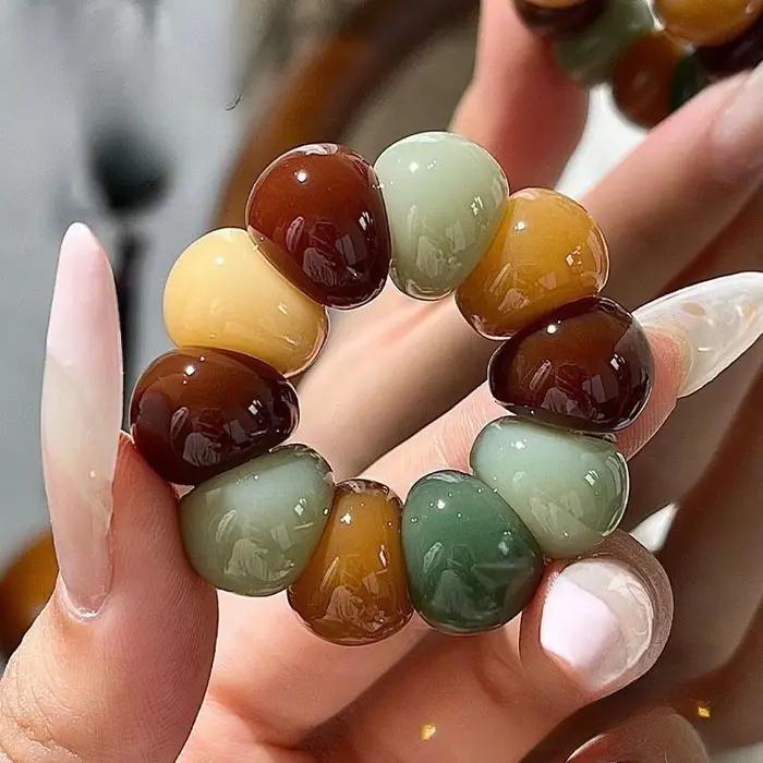 Bague de prière Zen Mala avec perles courbées polies colorées bracelet de méditation bouddhiste bijou anti-stress spirituel pour femmes occasions spéciales