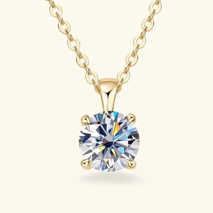 Colliers solitaire Moissanite 6.5mm 1.0 Carat