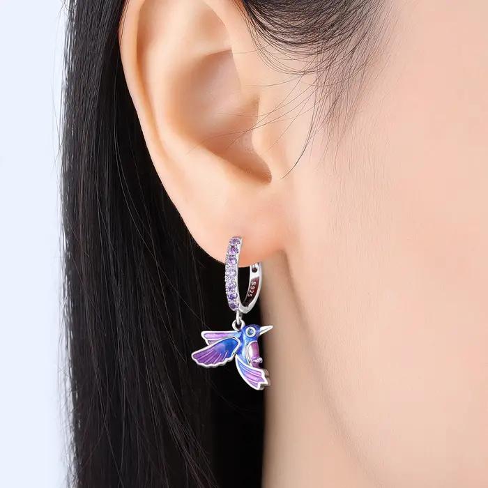 Boucles d'Oreilles en Argent Sterling S925 Motifs Oiseaux Colibris Perroquets Bijoux Originaux Mode Fête Anniversaire Pour Femmes Occasions Spéciales