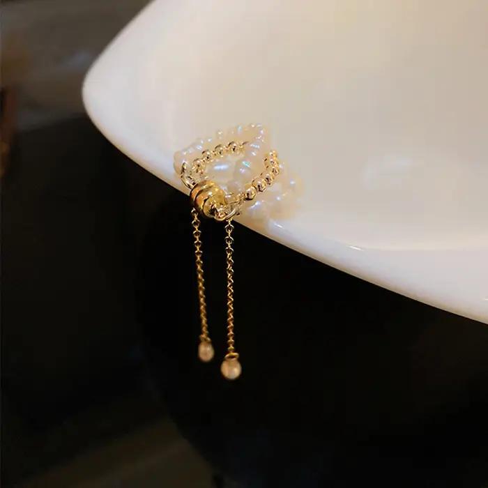 Nouveau luxe élégant perle aimant oreille pince manchette boucles d'oreilles pour les femmes lié métal