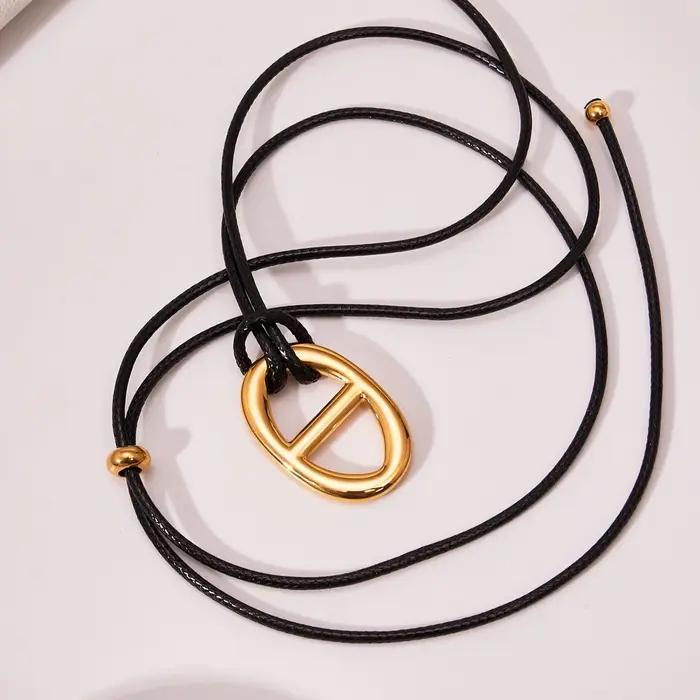 Ars – collier avec pendentif en forme de grain de café en acier inoxydable plaqué or 18 carats