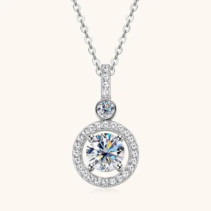 Collier en Moissanite 1 Carat Pendentif en Argent Sterling 925 Bijoux Élégants Occasions Spéciales Pour Femmes