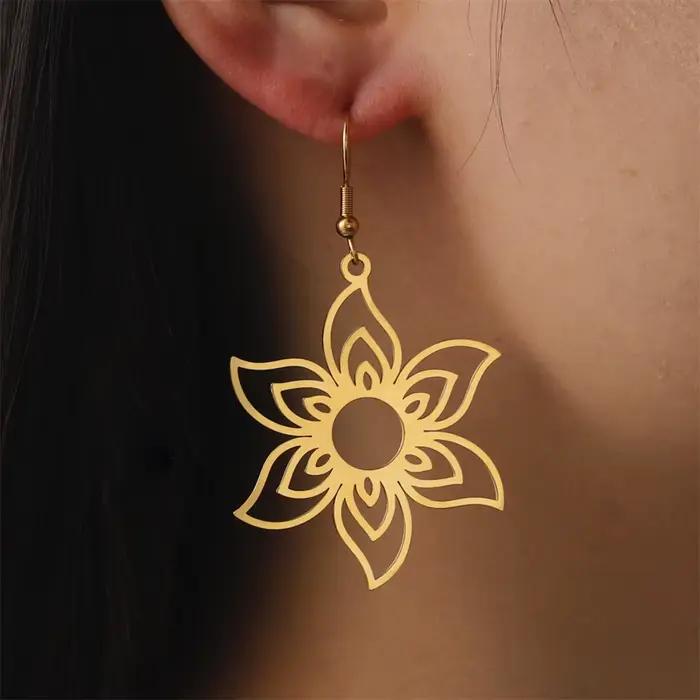 Boucles d'oreilles pendantes à fleurs éternelles