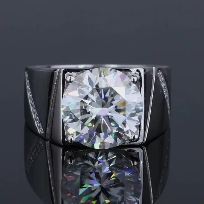 Bagues en diamant Moissanite couleur D véritable 10 carats pour hommes et femmes
