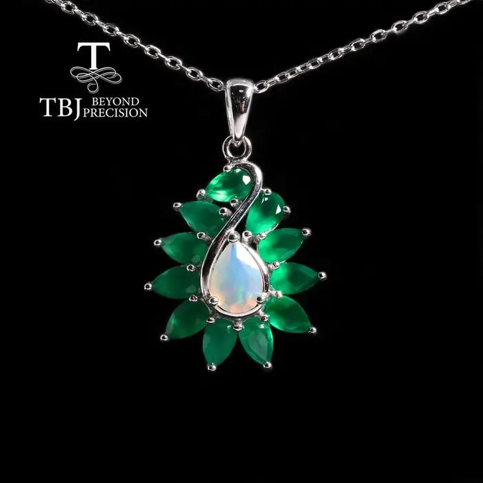 Collier pendentif en agate verte naturelle de luxe 2026 avec opale