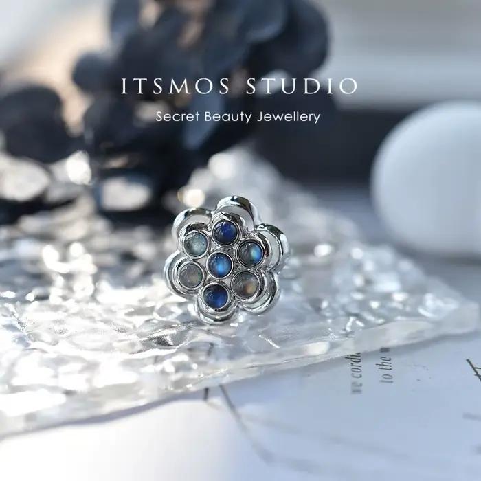 Alliance en Labradorite Naturelle ITSMOS Style Floral Bijoux Énergétiques pour Femmes Occasions Spéciales