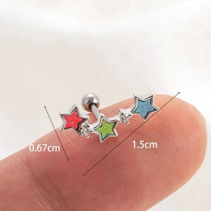 Boucles d'oreilles clous en acier inoxydable chirurgical hypoallergénique 20G avec étoiles acrylique