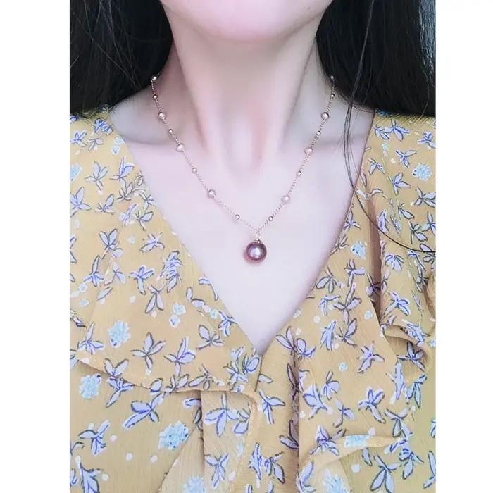 Pendentif de perle d'eau douce naturelle 100% véritable avec plaquage or 14K pour femmes, bijou moderne et élégant pour occasions spéciales