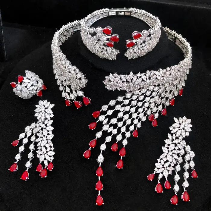 Ensemble de bijoux Missvikki plaqué rhodium pour femme avec pierres en oxyde de zirconium pour mariage et occasions spéciales