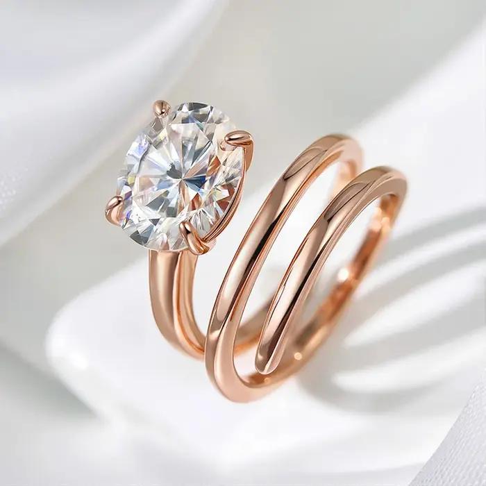 Smyoue 1CT-3CT certifié 14K plaqué Moissanite Solitaire bague femmes laboratoire de mariage diamant bande pur 925 argent 100% Shani Abergel