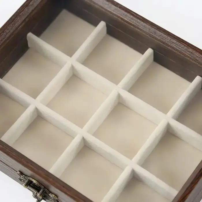 Boîte à bijoux en bois vintage haut de gamme avec plusieurs compartiments pour organiser et ranger des colliers de