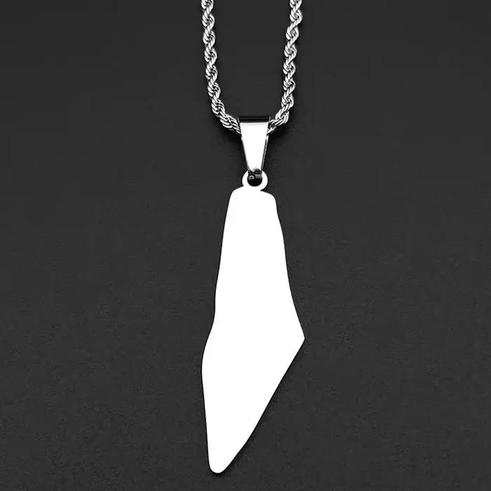Collier avec pendentif drapeau de la carte de la Palestine arabe islamique pour femmes et hommes