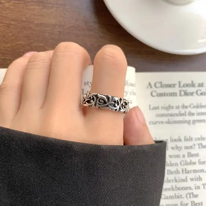 Bague Éternelle en Acier Inoxydable Style Punk Gothique Vintage Bague Ouverte pour Hommes Femmes Bijou Unisexe Fait Main Occasions Spéciales