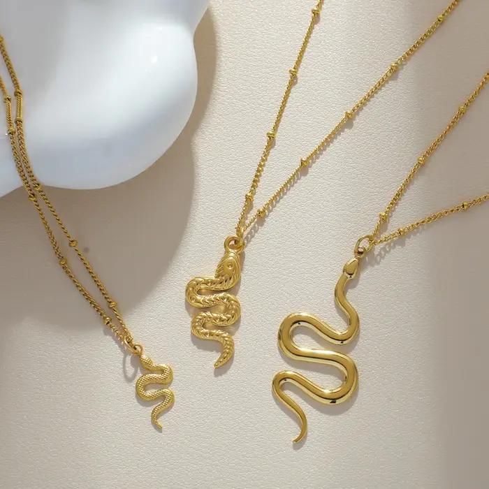 Pendentif collier pour les femmes d'or clip perle chaîne serpent