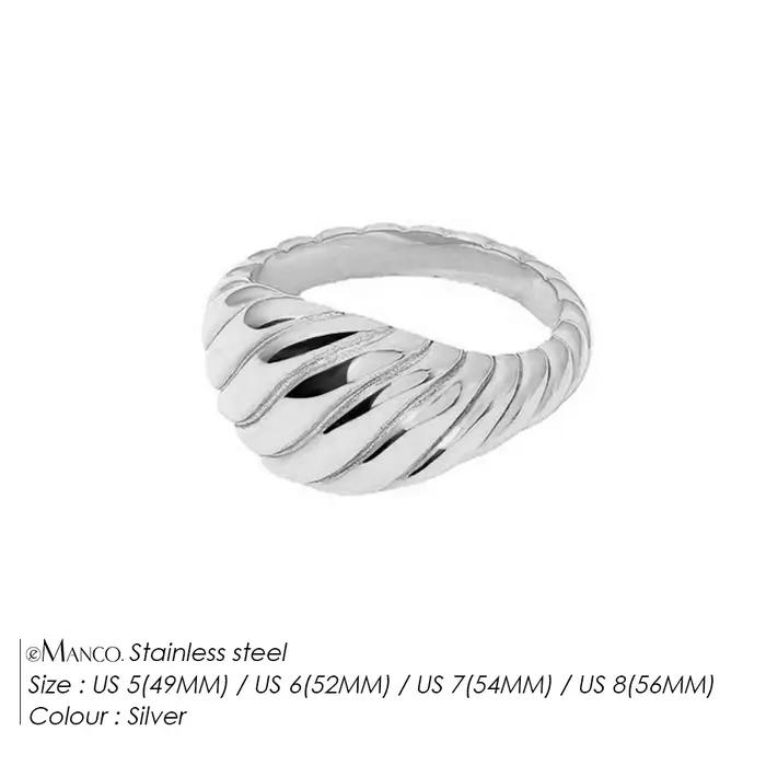 Ensemble de bagues EManco en acier inoxydable style Y2K, éléments géométriques texturés, bijoux poly