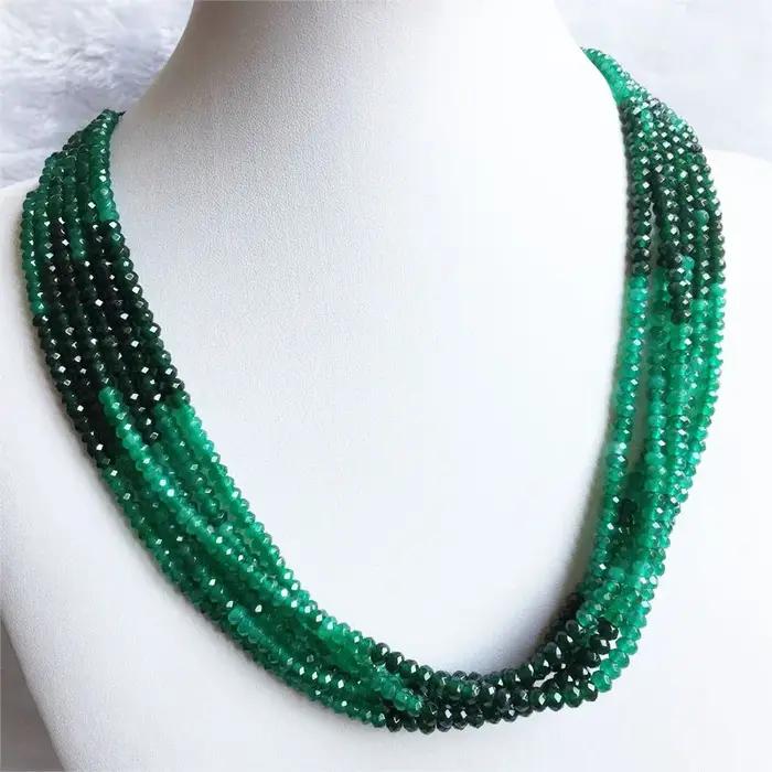 Collier émeraude verte Double couleur pour femmes