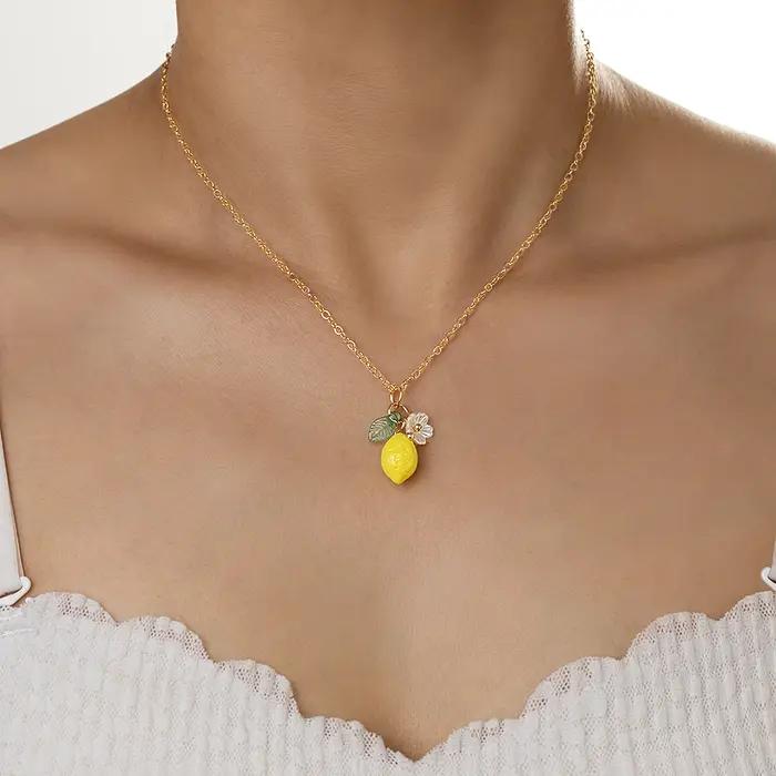 Boucles d'oreilles citron personnalisées avec Long pompon, boucles d'oreilles pendantes en forme de