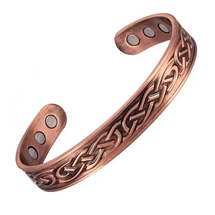 Bracelet à énergie magnétique de style européen et américain Vintage accessoire tendance magnétique en cuivre antique plaqué pour homme et femme occasions spéciales et quotidienne