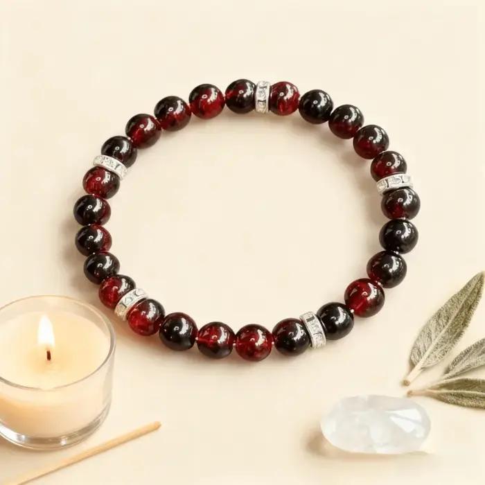 Bracelet de guérison grenat – Pierre naturelle pour toute confiance et passion