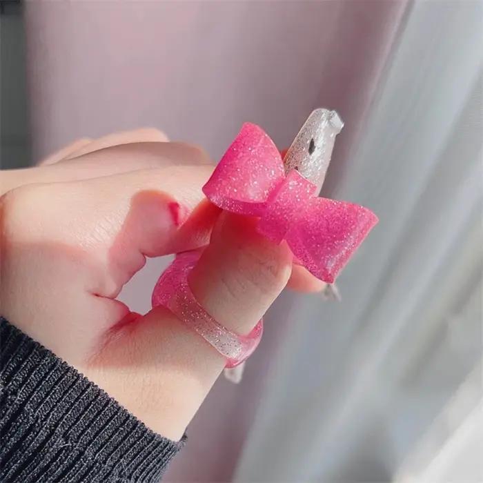Anneaux d'été en résine colorée réglables pour femmes filles motifs géométriques style rétro chic occassions spéciales
