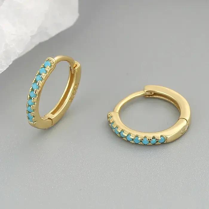 Boucles d'oreilles en cristal de Zircon bleu Turquoise pour femmes