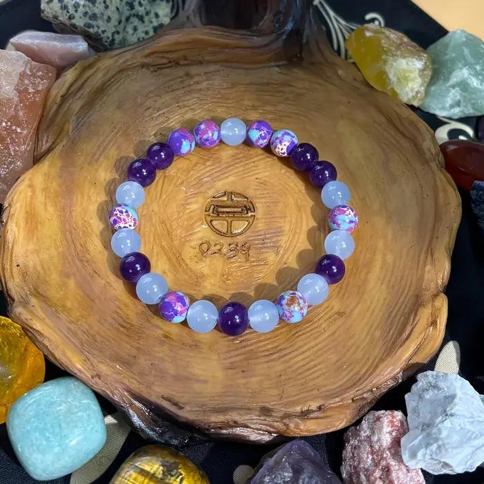 1 pièce/Bracelet paix d'esprit en jaspe impérial et améthyste