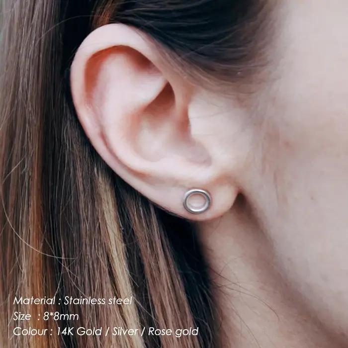 E-manco dames petites boucles d'oreilles rondes épingle de sûreté femmes