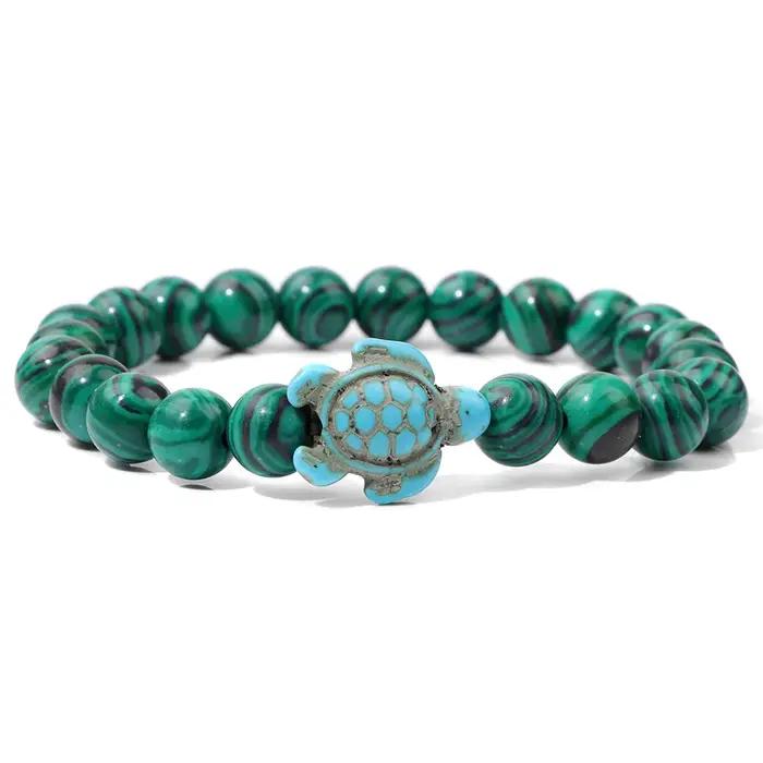 Bracelet de suivi de tortue de mer en pierre avec chaîne corde pour homme et femme style classique pour la conservation de la nature occasions spéciales