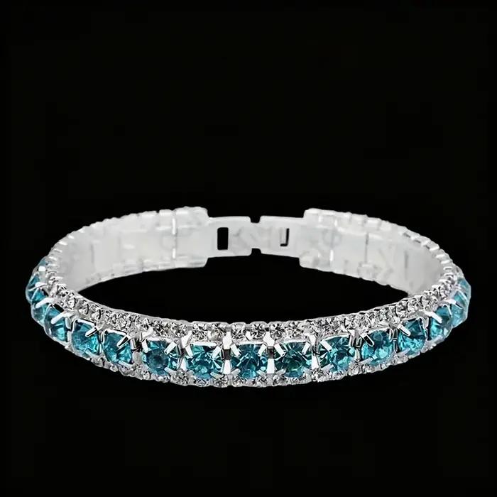 Bracelet bohémien en argent Sterling 925 pour femmes, strass bleu, Zircon cubique, bijoux cadeaux de