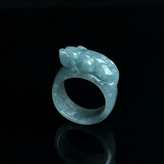 Bague Pixiu en Jade naturel de qualité A, authentique, eau bleue, cuir atmosphérique, cadeaux pour h