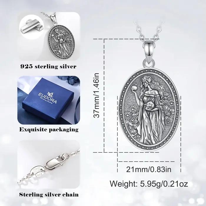 Eudora 925 argent Sterling déesse sombre Persephone collier grenade crâne pendentif mythologie grecque Wicca bijoux femmes cadeau