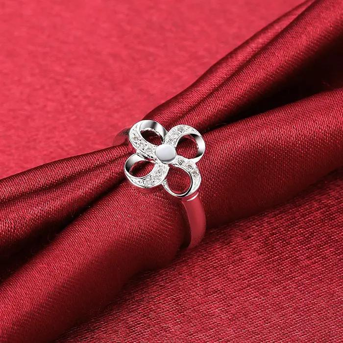 Bague trèfle à quatre feuilles en argent Sterling 925 pour femmes