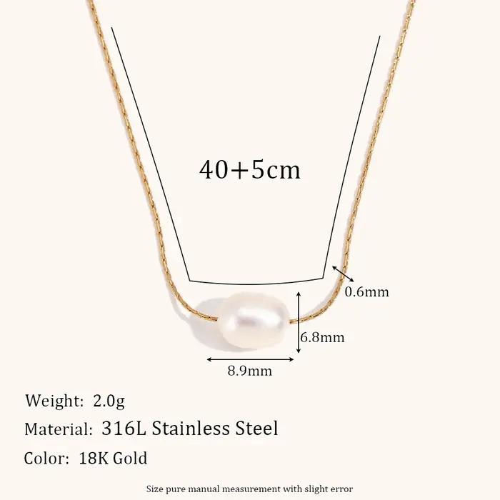 La.Muses perles naturelles Chic élégant exquis collier chaîne mince en acier inoxydable minimaliste