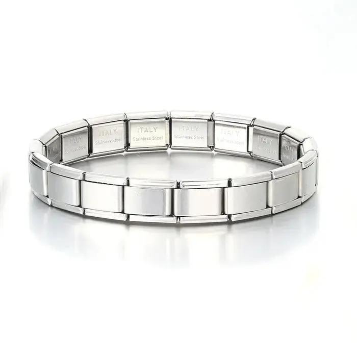 Bracelet à breloques italien en acier inoxydable doré pour femmes et hommes, fabrication de perles d