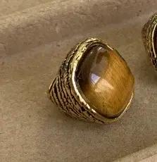 Bague en cristal rose, bijoux vintage en métal tendance pour l'index